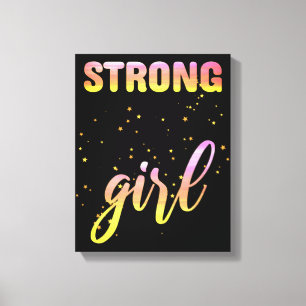 Strong Girl Pastel Star Canvas Afdruk
