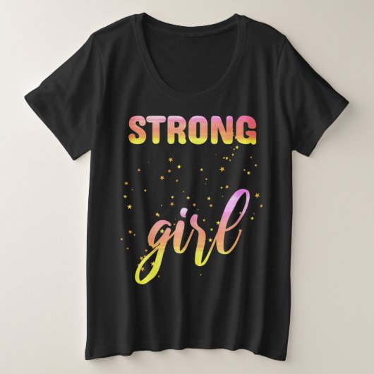 Strong Girl Pastel Star Grote Maat T-shirt (Design voorkant)