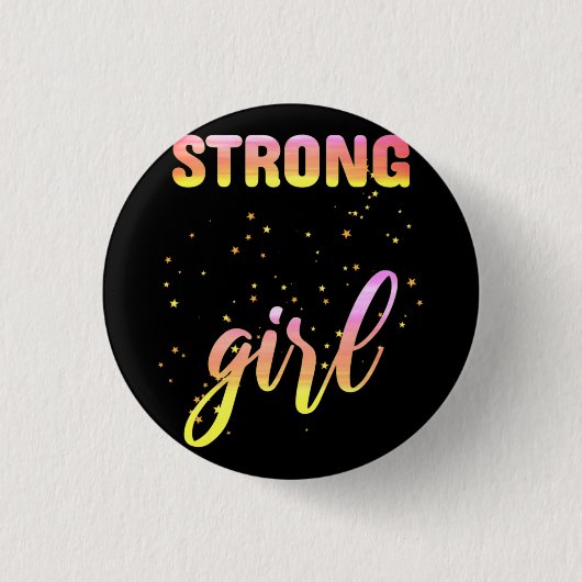 Strong Girl Pastel Star Ronde Button 3,2 Cm (Voorkant)