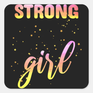 Strong Girl Pastel Star Vierkante Sticker