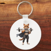 Strong Gym Cat Keychain – Weightlifting Fitness  (Voorkant)