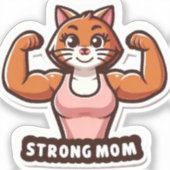 Strong Gym Cat Mom Sticker (Voorkant)