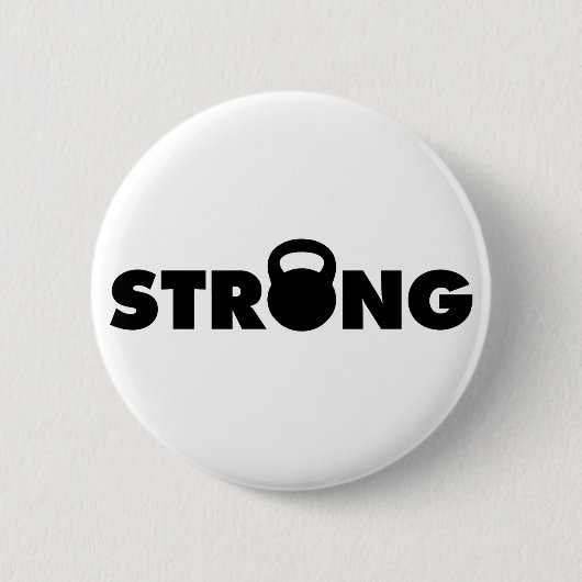 STRONG - Kettlebell Workout Motivatie Ronde Button 5,7 Cm (Voorkant)
