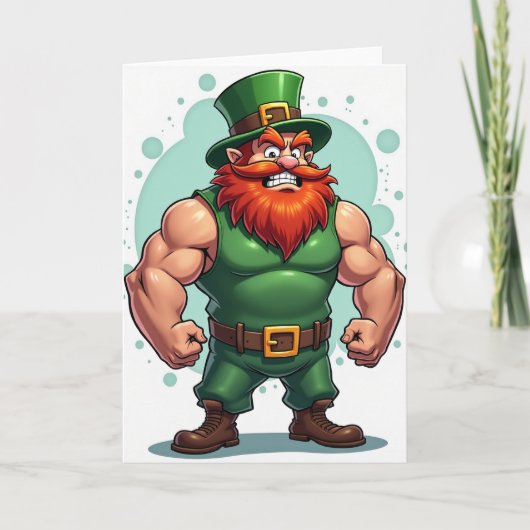 Strong Leprechaun Portrait Card Kaart (Voorkant)