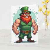 Strong Leprechaun Portrait Card Kaart (Gele Bloem)