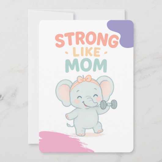 Strong Like Mom Baby shower Uitnodigingskaart Kaart (Voorkant)