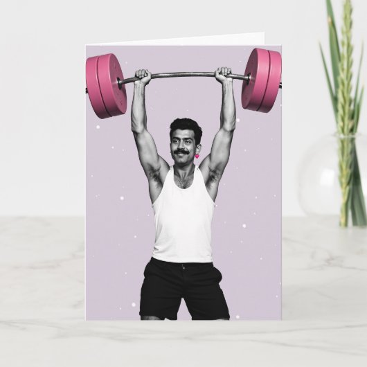 Strong Man Pink Pop Art Card Kaart (Voorkant)