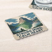Strong Mind, Calm Heart Kartonnen Onderzetters (Gebogen)