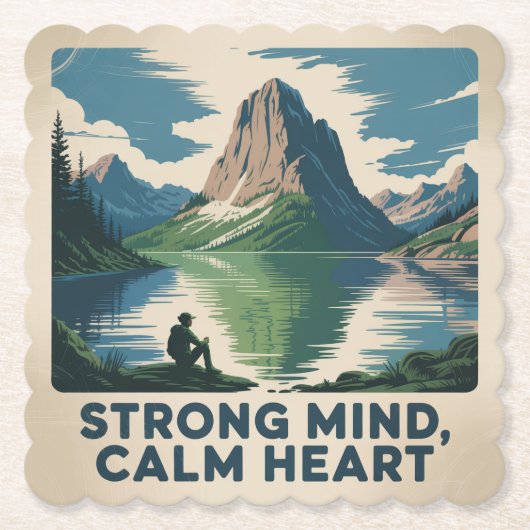 Strong Mind, Calm Heart Kartonnen Onderzetters (Voorkant)