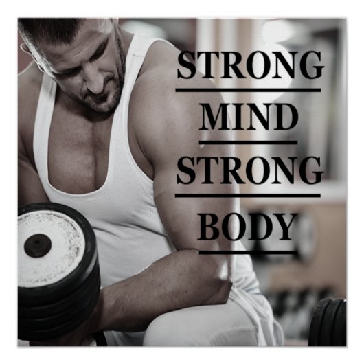 Strong Mind Strong Body Motivational Poster (Voorkant)