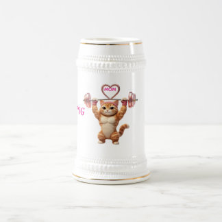 Strong Mom Beer Stein | Gym Cat Mother’s Day Gift Bierpul
