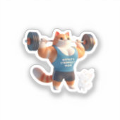 Strong Mom Gym Cat Keychain Sticker (Voorkant)