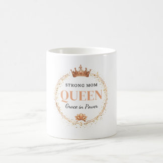 Strong Mom Queen Gold Crown Floral Design Koffiemok