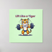 **Strong Tiger – Cute Tiger Lifting Weights Illust Canvas Afdruk (Voorkant)