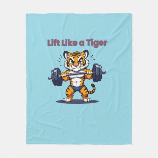 **Strong Tiger – Cute Tiger Lifting Weights Illust Fleece Deken (Voorkant)