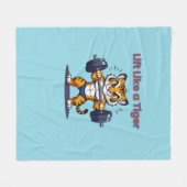 **Strong Tiger – Cute Tiger Lifting Weights Illust Fleece Deken (Voorkant (Horizontaal))