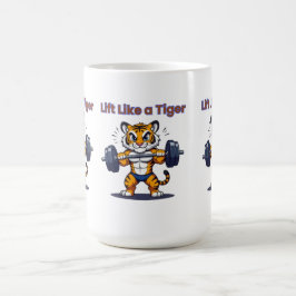 **Strong Tiger – Cute Tiger Lifting Weights Illust Koffiemok