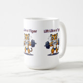 **Strong Tiger – Cute Tiger Lifting Weights Illust Koffiemok (Voorkant rechts)
