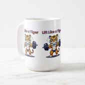 **Strong Tiger – Cute Tiger Lifting Weights Illust Koffiemok (Voorkant links)