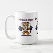 **Strong Tiger – Cute Tiger Lifting Weights Illust Koffiemok (Links)