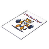 **Strong Tiger – Cute Tiger Lifting Weights Illust Notitieboek (Linkerzijde)