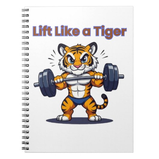 **Strong Tiger – Cute Tiger Lifting Weights Illust Notitieboek (Voorkant)