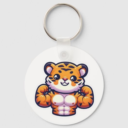 Strong Tiger Tattoo Magnet – Bold Animal Design Sleutelhanger (Voorkant)