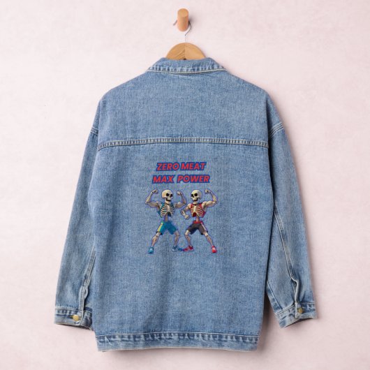 Strong to the Bone – Funny Skeleton Muscle Design Denim Jacket (Hangar)