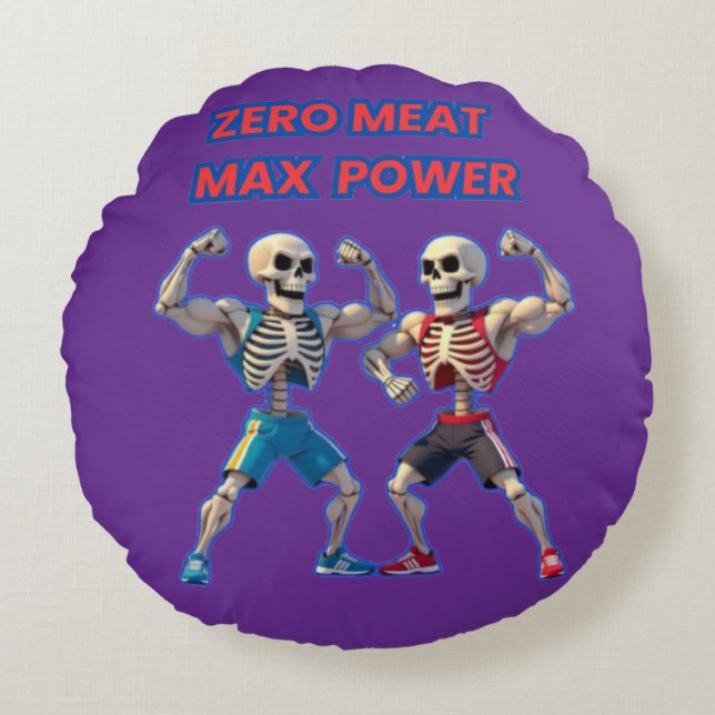Strong to the Bone – Funny Skeleton Muscle Design Rond Kussen (Voorkant)
