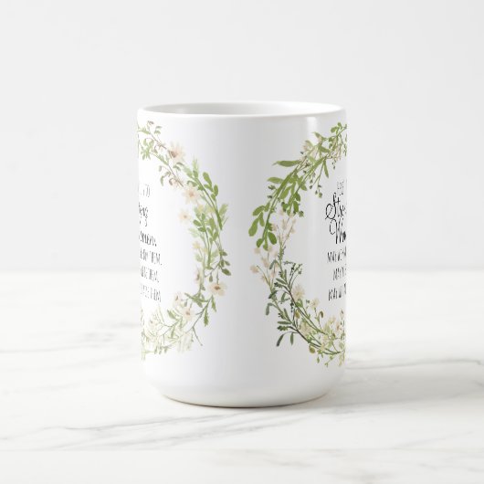 Strong Women Quote Pretty White Wildflowers Koffiemok (Center)