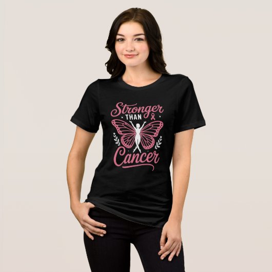 Stronger Than Cancer Butterfly Tri-Blend Shirt (Voorkant volledig)