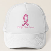 Stronger Than Cancer Pink Ribbon Support Gift Trucker Pet (Voorkant)