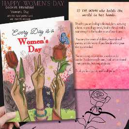Stronger Together Hands & Tulips Womens Day Card Feestdagen Kaart