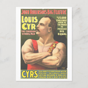 Strongman Act  Circus Ad Lithograph Briefkaart