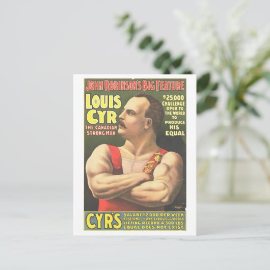 Strongman Act  Circus Ad Lithograph Briefkaart (Staand voorkant)