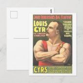 Strongman Act  Circus Ad Lithograph Briefkaart (Voorkant / Achterkant)