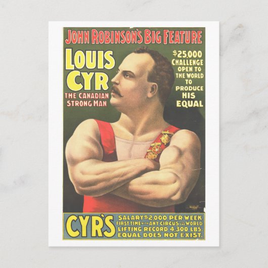 Strongman Act  Circus Ad Lithograph Briefkaart (Voorkant)