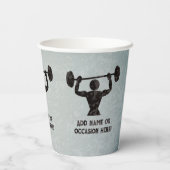 Strongman gewichtheffen - mannelijke aanmoediging papieren bekers (Achterkant)