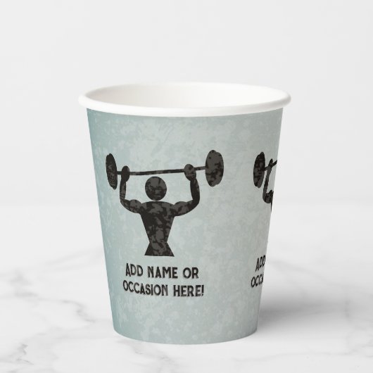 Strongman gewichtheffen - mannelijke aanmoediging papieren bekers (Voorkant)