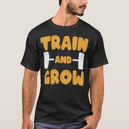 Strongman Train en Grow Bodybuilding & Powerlifti T-shirt (Voorkant)