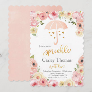 Strooi Baby shower Pastel Floral Gold Glam Kaart