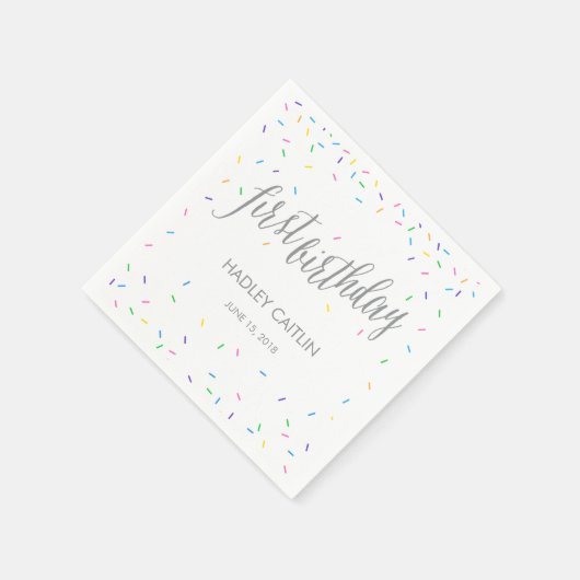 Strooi Confetti 1e Verjaardags Servetten (Hoek)