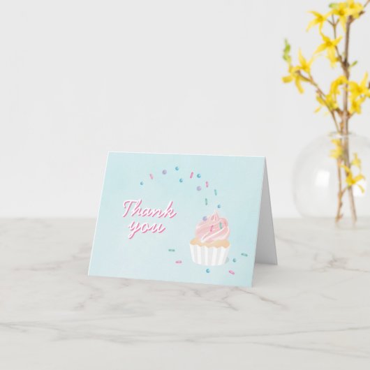 Strooi cupcake bedankje kaart (Gele Bloem)