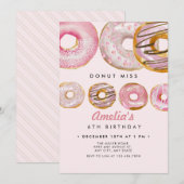 Strooi Donut | Zoete roze meisjes verjaardag Kaart (Voorkant / Achterkant)