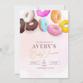 Strooi Donuts Baby shower Roze Meisje Baby shower Kaart (Voorkant)