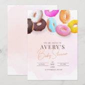 Strooi Donuts Baby shower Roze Meisje Baby shower Kaart (Voorkant / Achterkant)