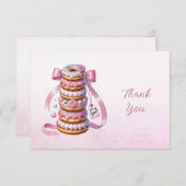 Strooi donuts roze lint dank u kaart (Voorkant / Achterkant)