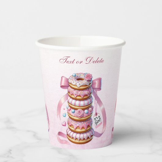 Strooi Donuts Roze Lint Papier Cups Papieren Bekers (Links)
