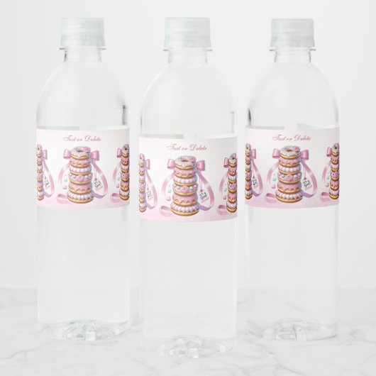 Strooi Donuts Roze Lint Water Fles Label Waterfles Etiket (Flessen)