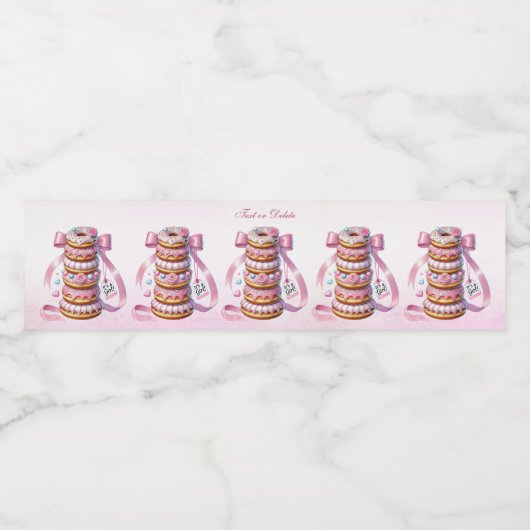 Strooi Donuts Roze Lint Water Fles Label Waterfles Etiket (Enkel label)